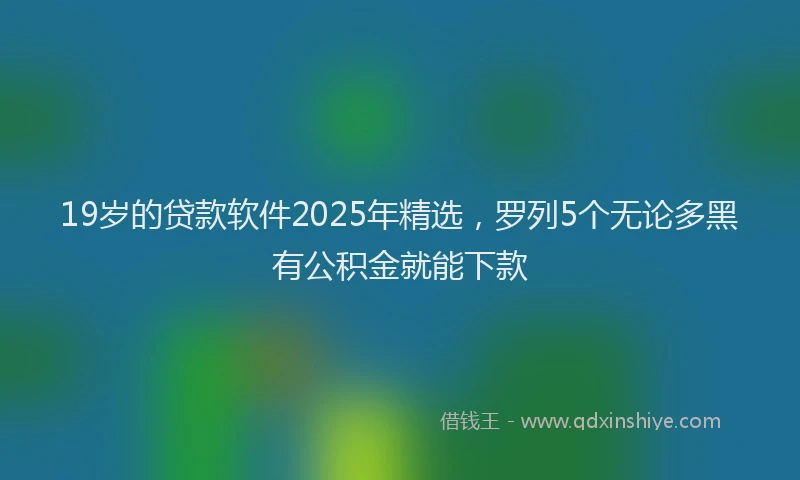 19岁的贷款软件2025年精选，罗列5个无论多黑有公积金就能下款