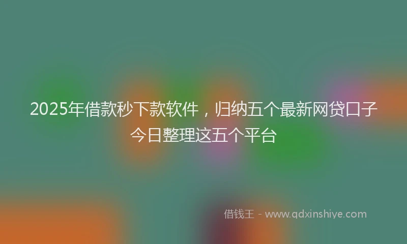 2025年借款秒下款软件，归纳五个最新网贷口子今日整理这五个平台