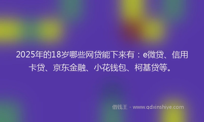 2025年的18岁哪些网贷能下来有：e微贷、信用卡贷、京东金融、小花钱包、柯基贷等。