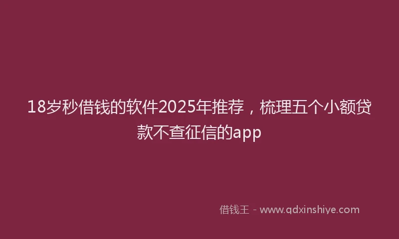18岁秒借钱的软件2025年推荐，梳理五个小额贷款不查征信的app