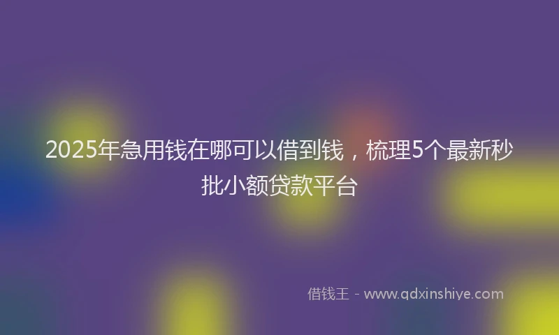 2025年急用钱在哪可以借到钱，梳理5个最新秒批小额贷款平台