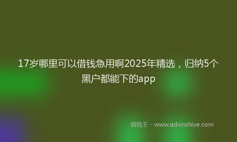17岁哪里可以借钱急用啊2025年精选，归纳5个黑户都能下的app