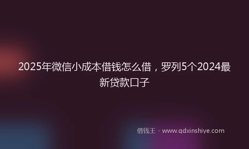 2025年微信小成本借钱怎么借，罗列5个2024最新贷款口子