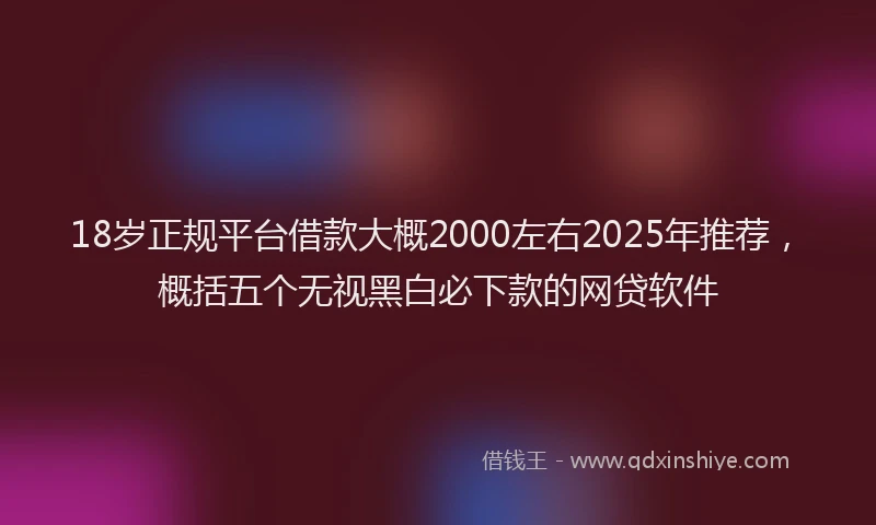 18岁正规平台借款大概2000左右2025年推荐，概括五个无视黑白必下款的网贷软件