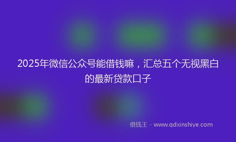 2025年微信公众号能借钱嘛，汇总五个无视黑白的最新贷款口子