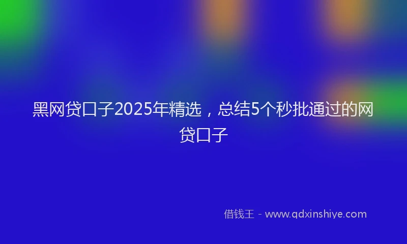 黑网贷口子2025年精选，总结5个秒批通过的网贷口子