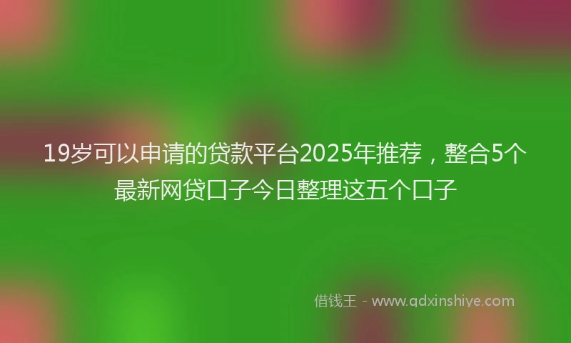 19岁可以申请的贷款平台2025年推荐，整合5个最新网贷口子今日整理这五个口子