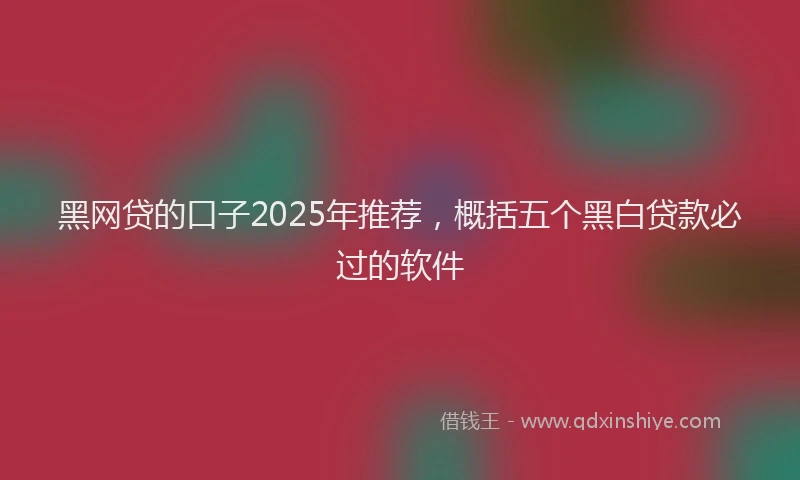 黑网贷的口子2025年推荐，概括五个黑白贷款必过的软件