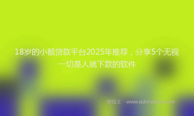 18岁的小额贷款平台2025年推荐，分享5个无视一切是人就下款的软件