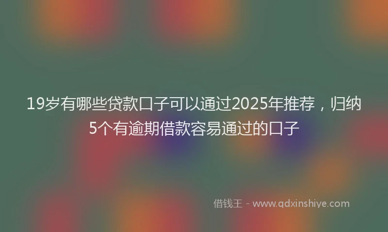 19岁有哪些贷款口子可以通过2025年推荐，归纳5个有逾期借款容易通过的口子