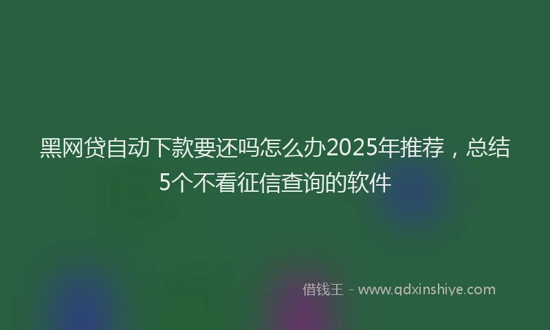 黑网贷自动下款要还吗怎么办2025年推荐，总结5个不看征信查询的软件