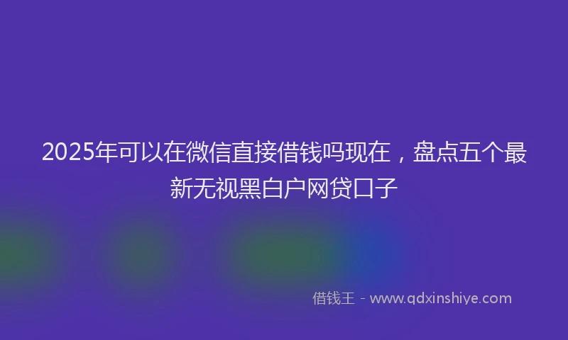 2025年可以在微信直接借钱吗现在，盘点五个最新无视黑白户网贷口子