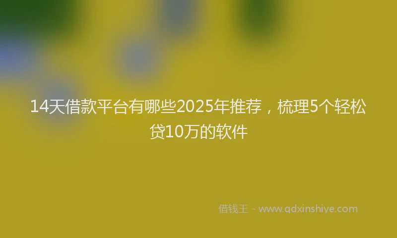 14天借款平台有哪些2025年推荐，梳理5个轻松贷10万的软件