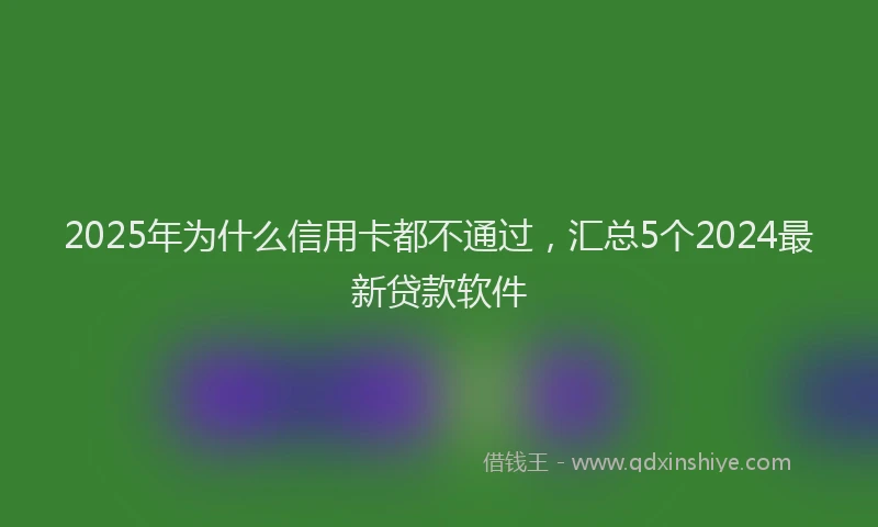2025年为什么信用卡都不通过，汇总5个2024最新贷款软件