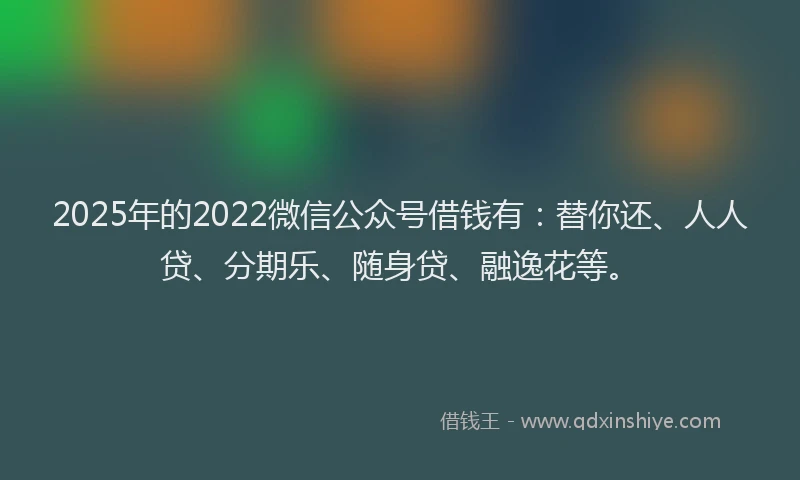 2025年的2022微信公众号借钱有：替你还、人人贷、分期乐、随身贷、融逸花等。