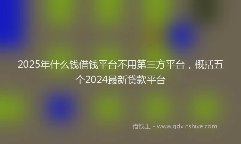 2025年什么钱借钱平台不用第三方平台，概括五个2024最新贷款平台