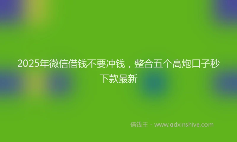 2025年微信借钱不要冲钱，整合五个高炮口子秒下款最新