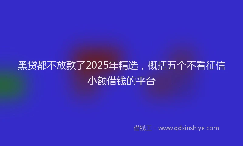 黑贷都不放款了2025年精选，概括五个不看征信小额借钱的平台