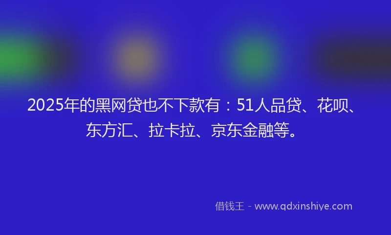 2025年的黑网贷也不下款有：51人品贷、花呗、东方汇、拉卡拉、京东金融等。