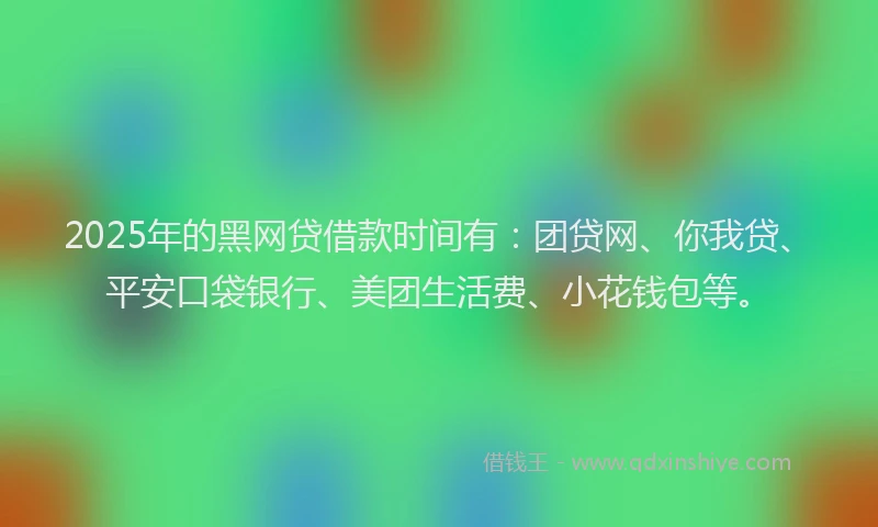 2025年的黑网贷借款时间有：团贷网、你我贷、平安口袋银行、美团生活费、小花钱包等。