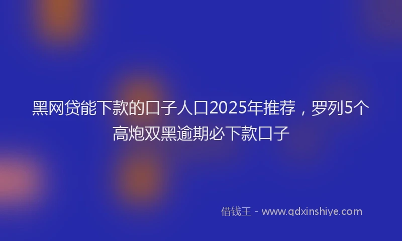 黑网贷能下款的口子人口2025年推荐，罗列5个高炮双黑逾期必下款口子