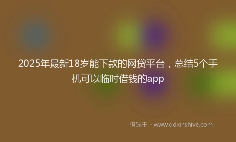 2025年最新18岁能下款的网贷平台，总结5个手机可以临时借钱的app