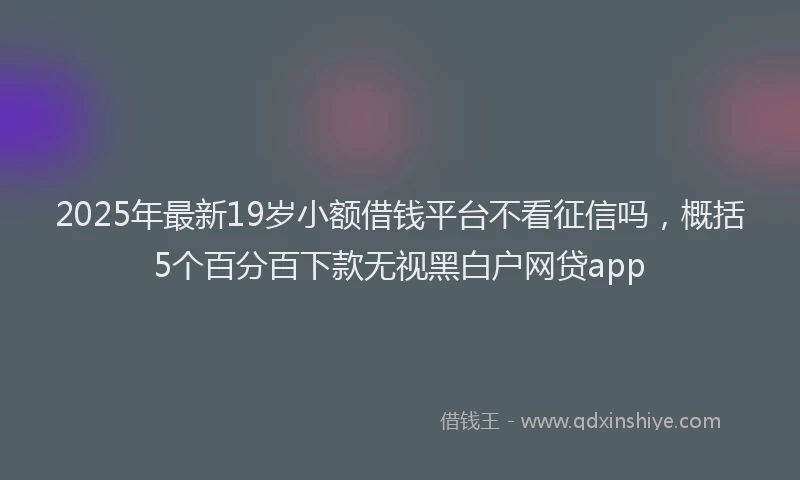 2025年最新19岁小额借钱平台不看征信吗，概括5个百分百下款无视黑白户网贷app