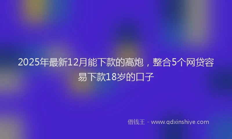 2025年最新12月能下款的高炮，整合5个网贷容易下款18岁的口子
