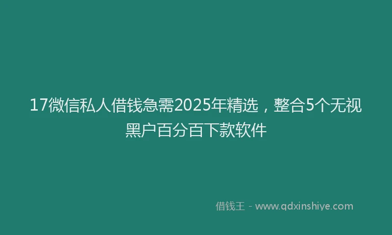 17微信私人借钱急需2025年精选，整合5个无视黑户百分百下款软件