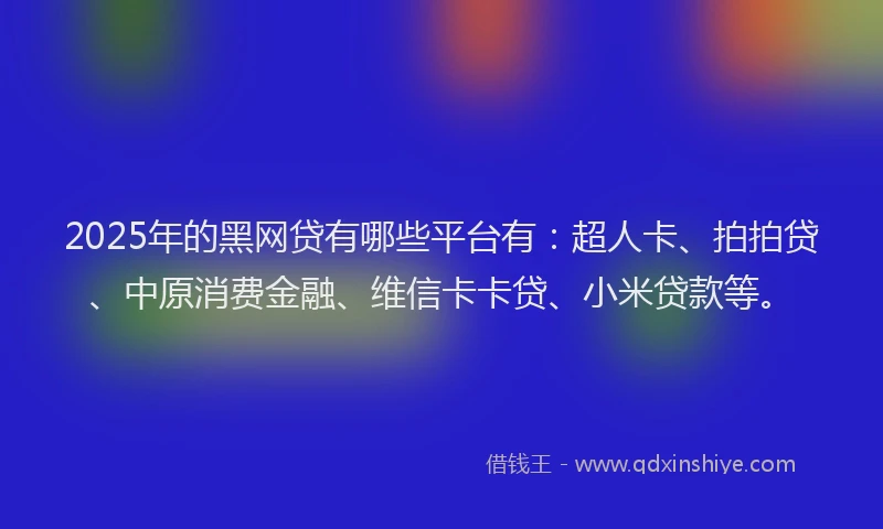 2025年的黑网贷有哪些平台有：超人卡、拍拍贷、中原消费金融、维信卡卡贷、小米贷款等。