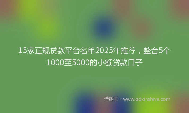 15家正规贷款平台名单2025年推荐，整合5个1000至5000的小额贷款口子