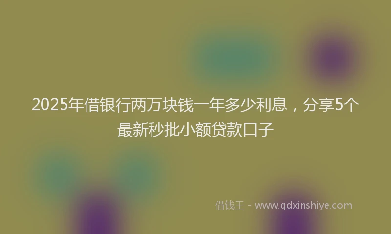 2025年借银行两万块钱一年多少利息，分享5个最新秒批小额贷款口子