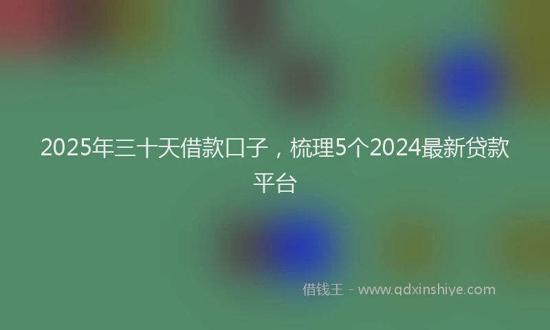 2025年三十天借款口子，梳理5个2024最新贷款平台