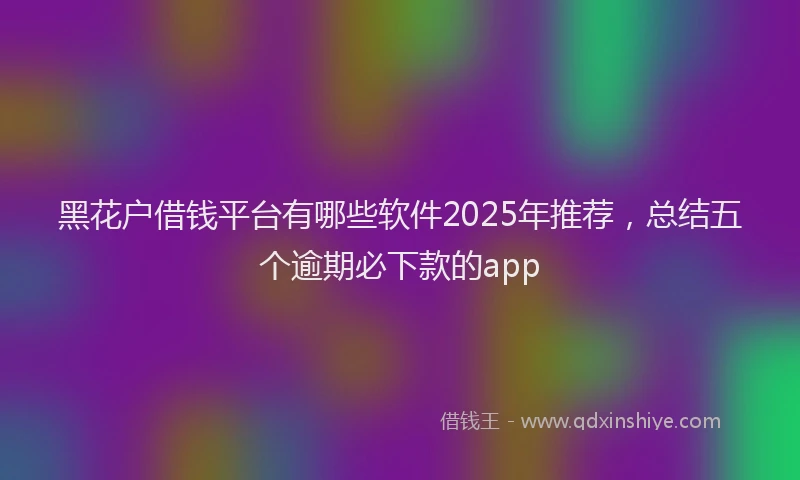 黑花户借钱平台有哪些软件2025年推荐，总结五个逾期必下款的app