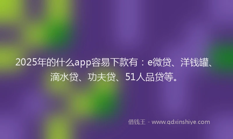 2025年的什么app容易下款有：e微贷、洋钱罐、滴水贷、功夫贷、51人品贷等。