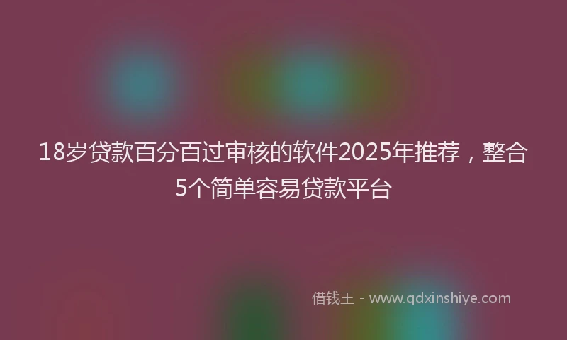 18岁贷款百分百过审核的软件2025年推荐，整合5个简单容易贷款平台