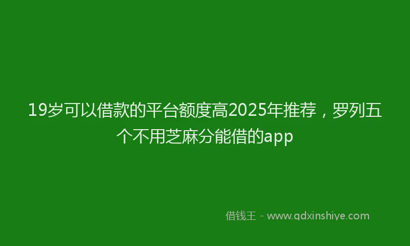 19岁可以借款的平台额度高2025年推荐，罗列五个不用芝麻分能借的app