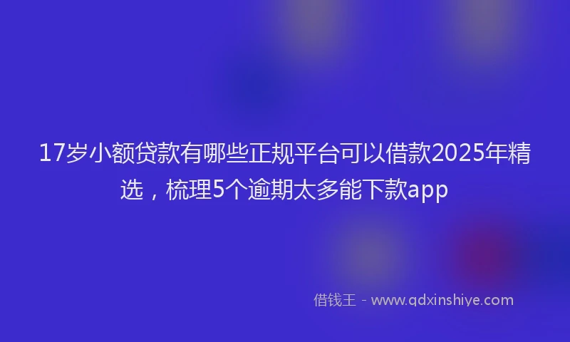 17岁小额贷款有哪些正规平台可以借款2025年精选，梳理5个逾期太多能下款app