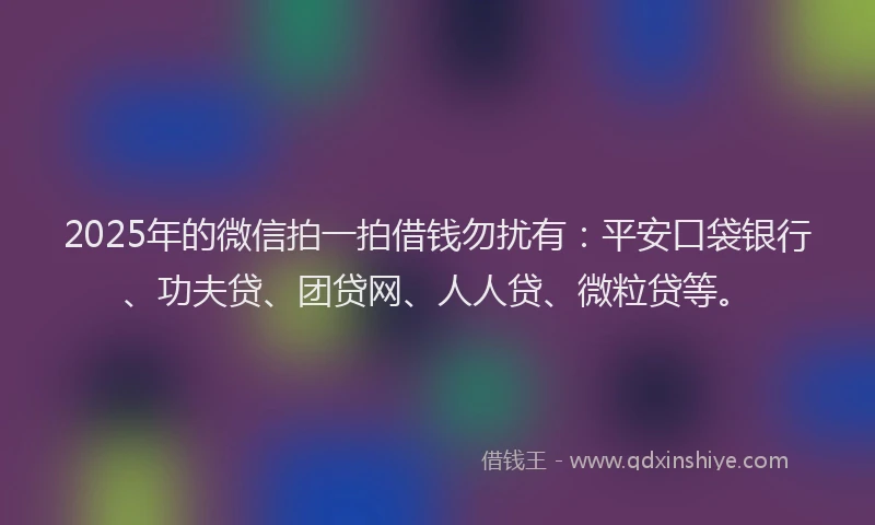 2025年的微信拍一拍借钱勿扰有：平安口袋银行、功夫贷、团贷网、人人贷、微粒贷等。