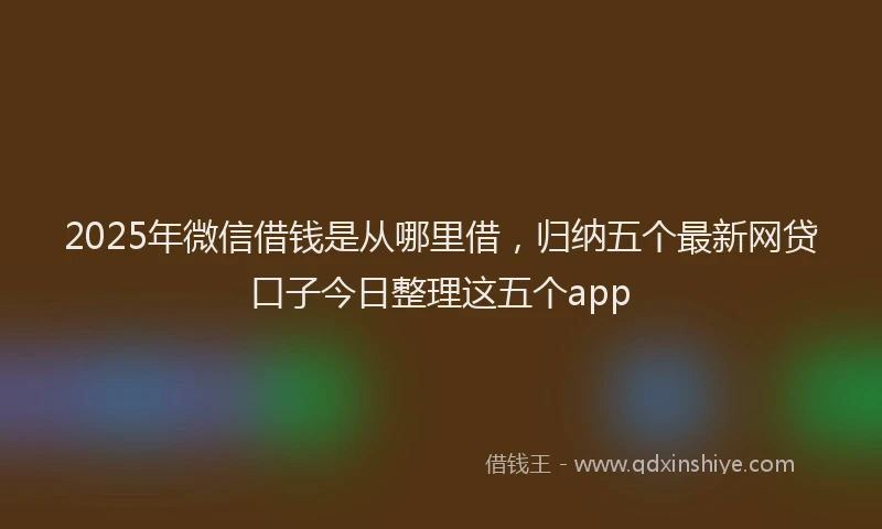 2025年微信借钱是从哪里借，归纳五个最新网贷口子今日整理这五个app