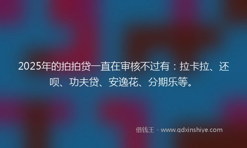 2025年的拍拍贷一直在审核不过有：拉卡拉、还呗、功夫贷、安逸花、分期乐等。