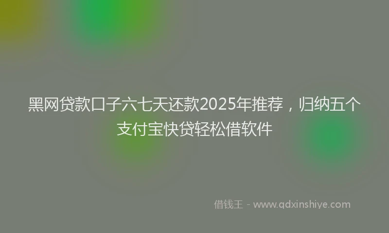 黑网贷款口子六七天还款2025年推荐，归纳五个支付宝快贷轻松借软件