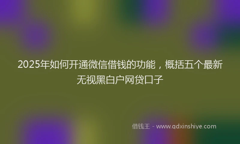 2025年如何开通微信借钱的功能，概括五个最新无视黑白户网贷口子