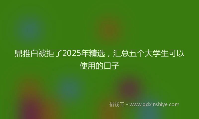 鼎雅白被拒了2025年精选，汇总五个大学生可以使用的口子