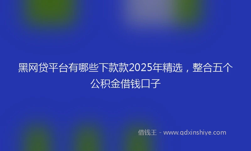 黑网贷平台有哪些下款款2025年精选，整合五个公积金借钱口子