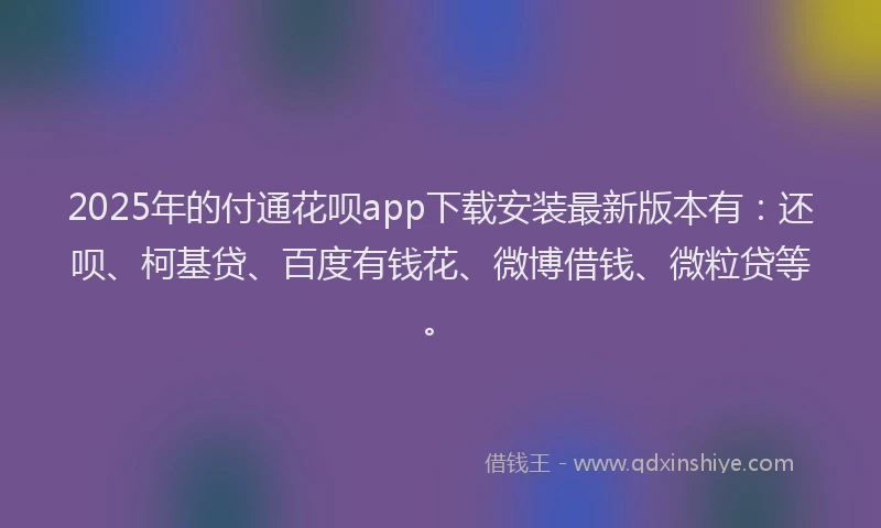 2025年的付通花呗app下载安装最新版本有：还呗、柯基贷、百度有钱花、微博借钱、微粒贷等。