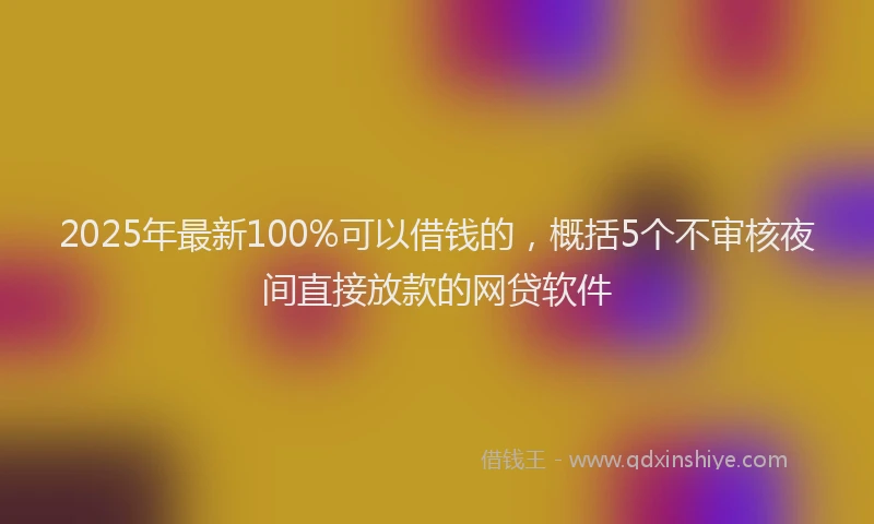 2025年最新100%可以借钱的，概括5个不审核夜间直接放款的网贷软件