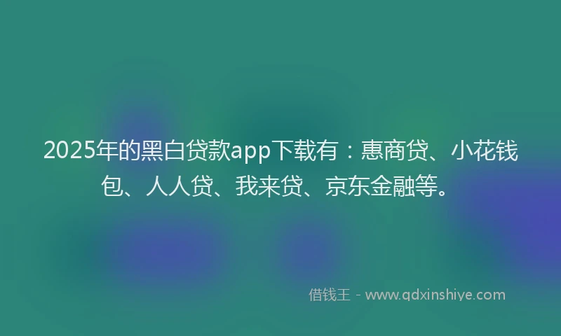 2025年的黑白贷款app下载有：惠商贷、小花钱包、人人贷、我来贷、京东金融等。