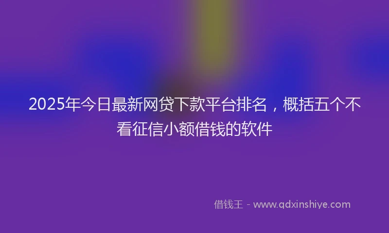 2025年今日最新网贷下款平台排名，概括五个不看征信小额借钱的软件