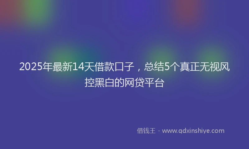 2025年最新14天借款口子，总结5个真正无视风控黑白的网贷平台